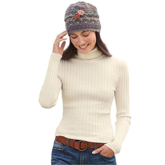 SUNDANCE Legend Stretchy Ribbed Organic Cotton Turtleneck in ivory - Picture 8 of 8
